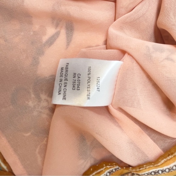 JOIE Women’s Peach Floral Clip Dot V-Neck Peasant Top Chiffon Lined Size XS - Picture 6 of 7